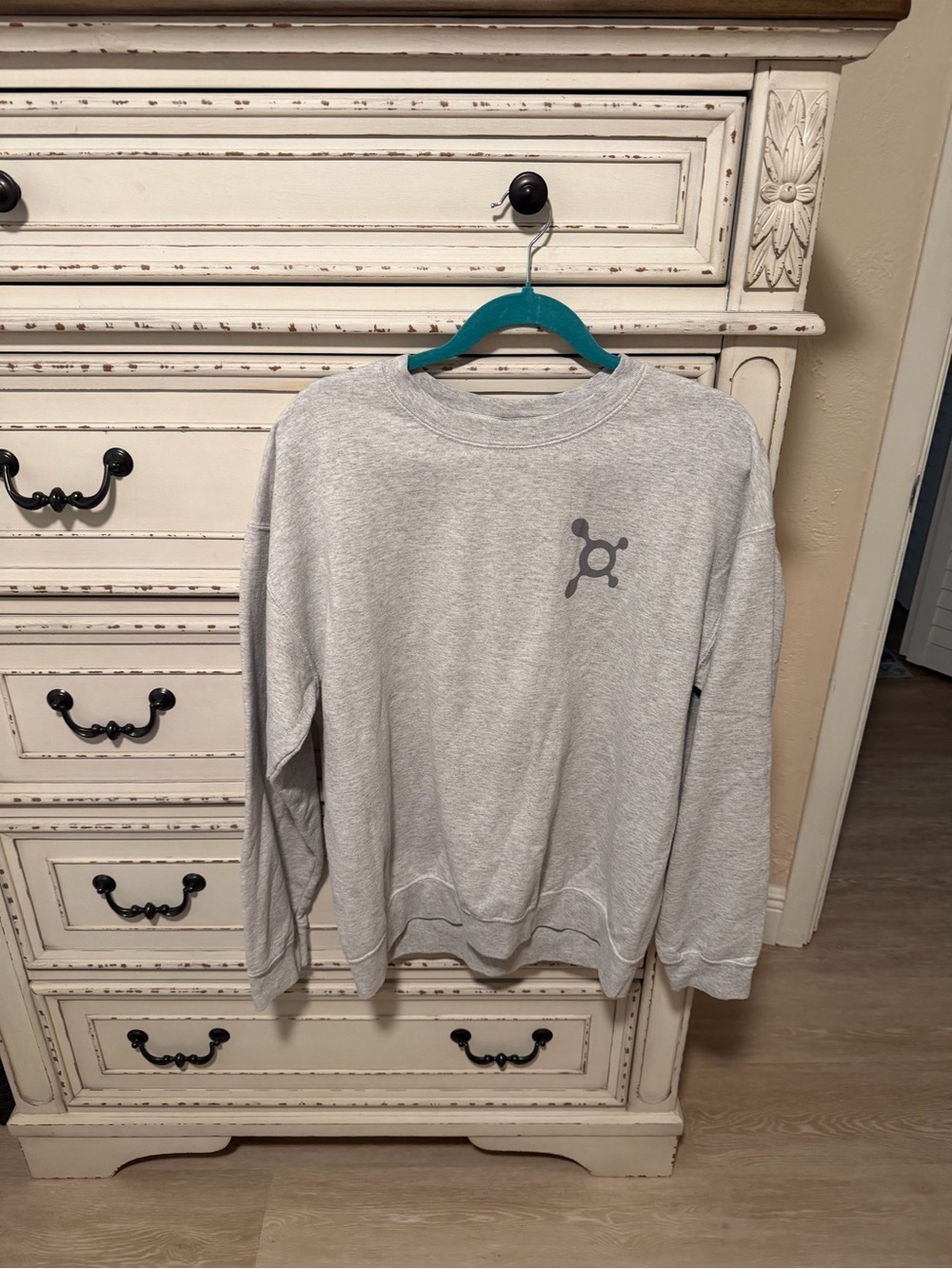 Gildan Heather Gray Crewneck Sweatshirt with Subtle Logo- Orangetheory Fitness
